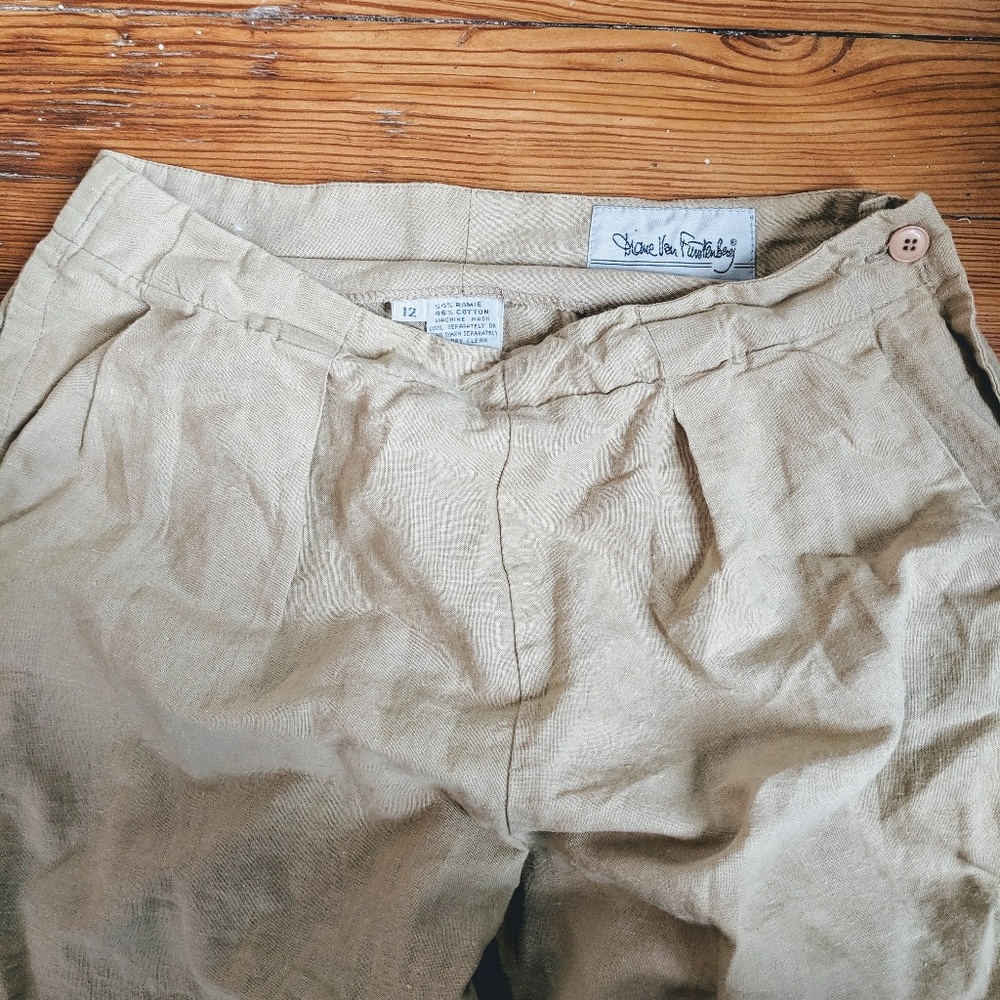 Diane Von Furstenberg Cropped Khaki Cotton Pants